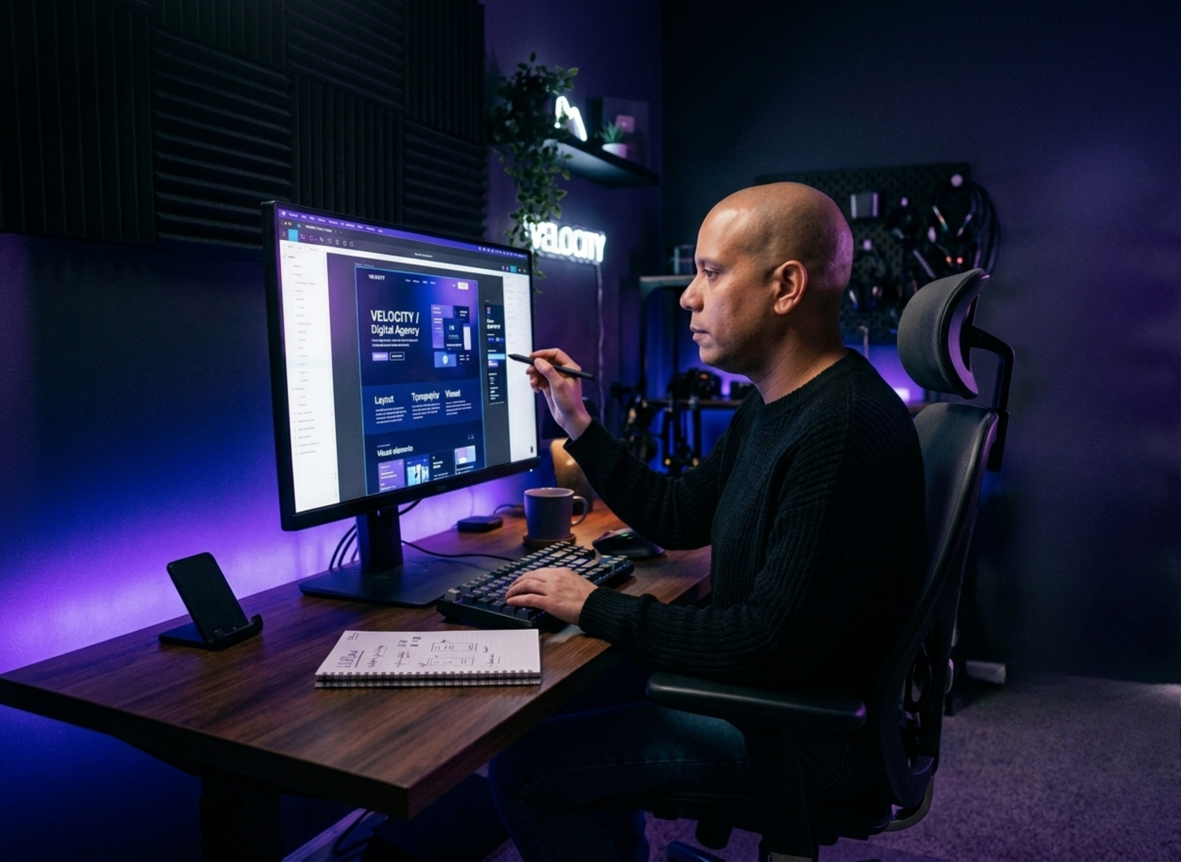 Ronny Alfonzo revisando diseños